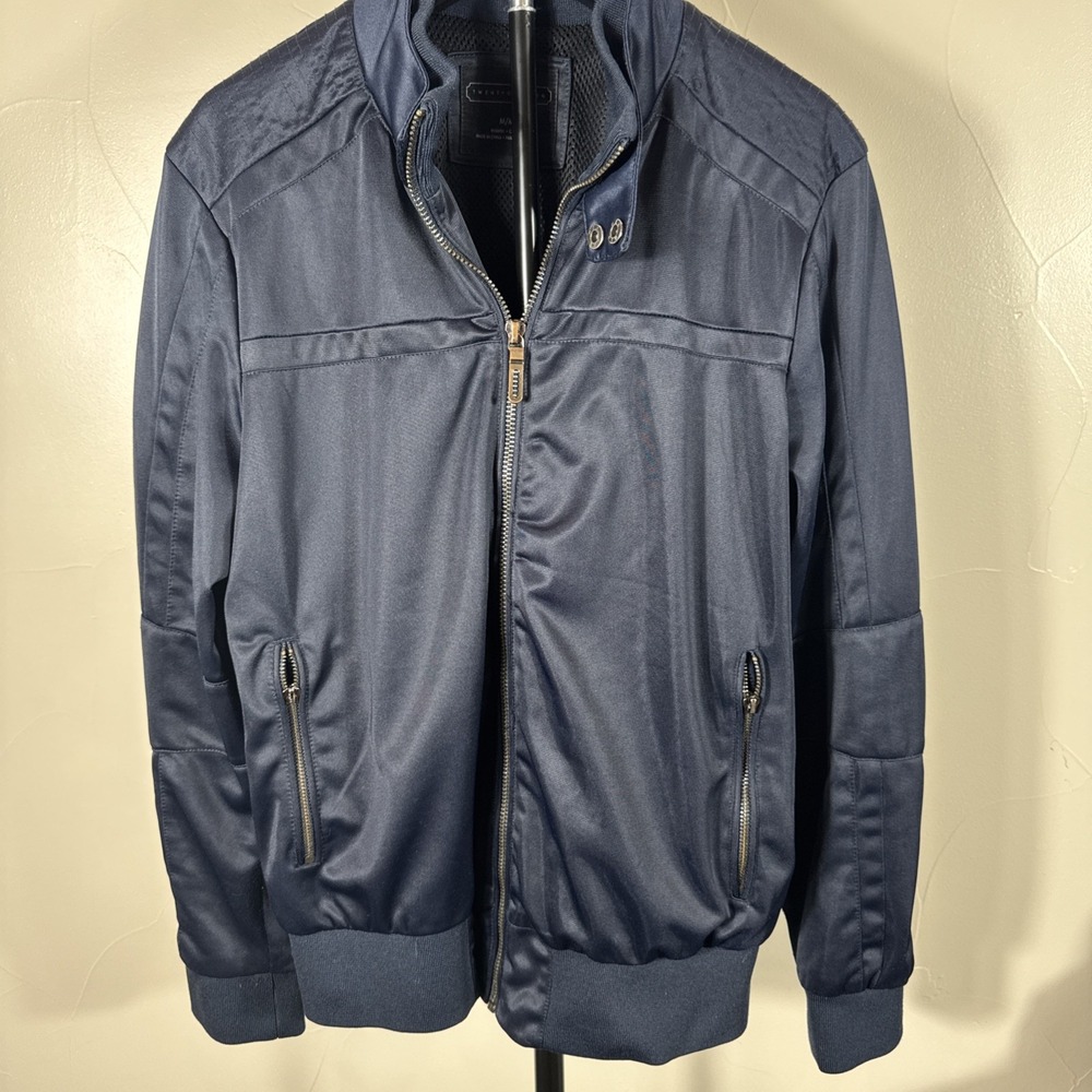 Gray Mens M Twentyone Men Zip Up Jacket With Interior Mesh Lining Navy Blue